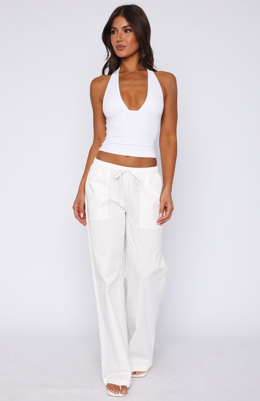 Sweet Like Me White Cotton Wide Leg Pants