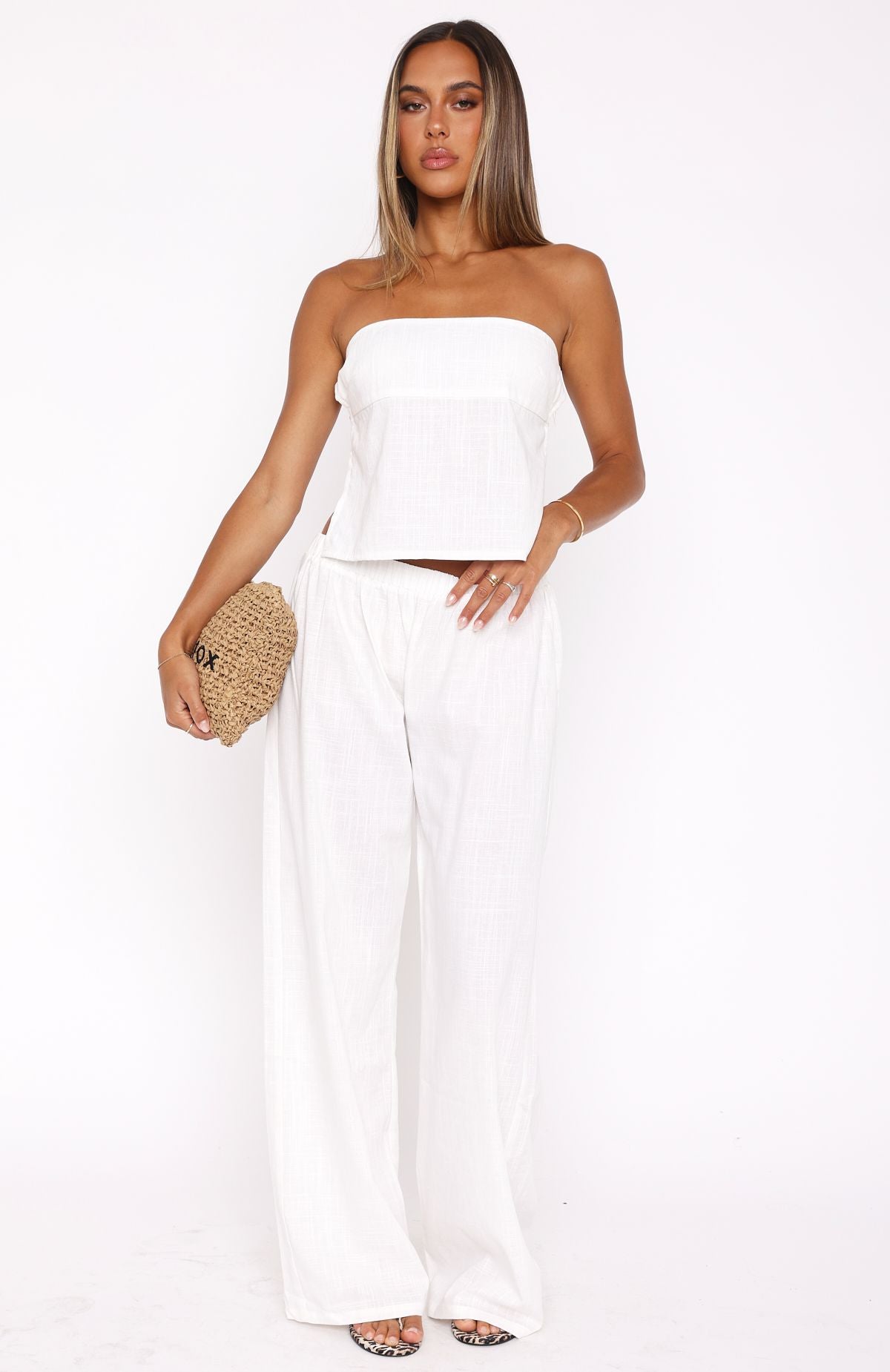 White Linen Pants with Elastic Waistband - I Knew You'd Leave