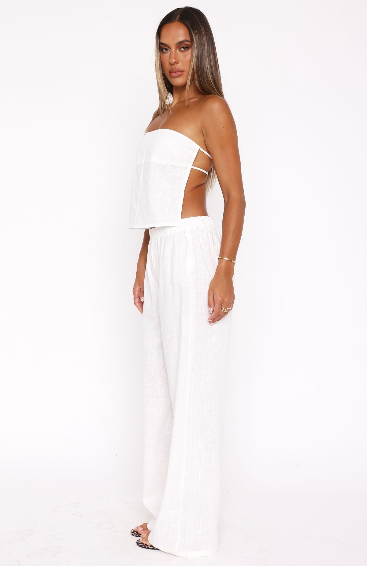 White Linen Pants with Elastic Waistband - I Knew You'd Leave