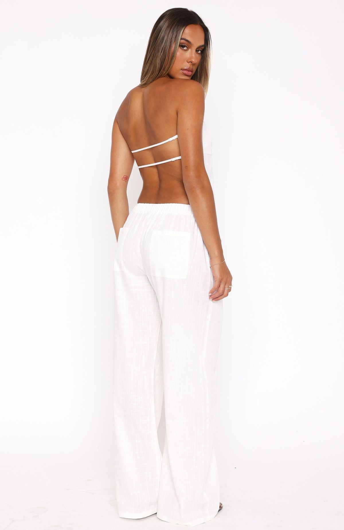 White Linen Pants with Elastic Waistband - I Knew You'd Leave