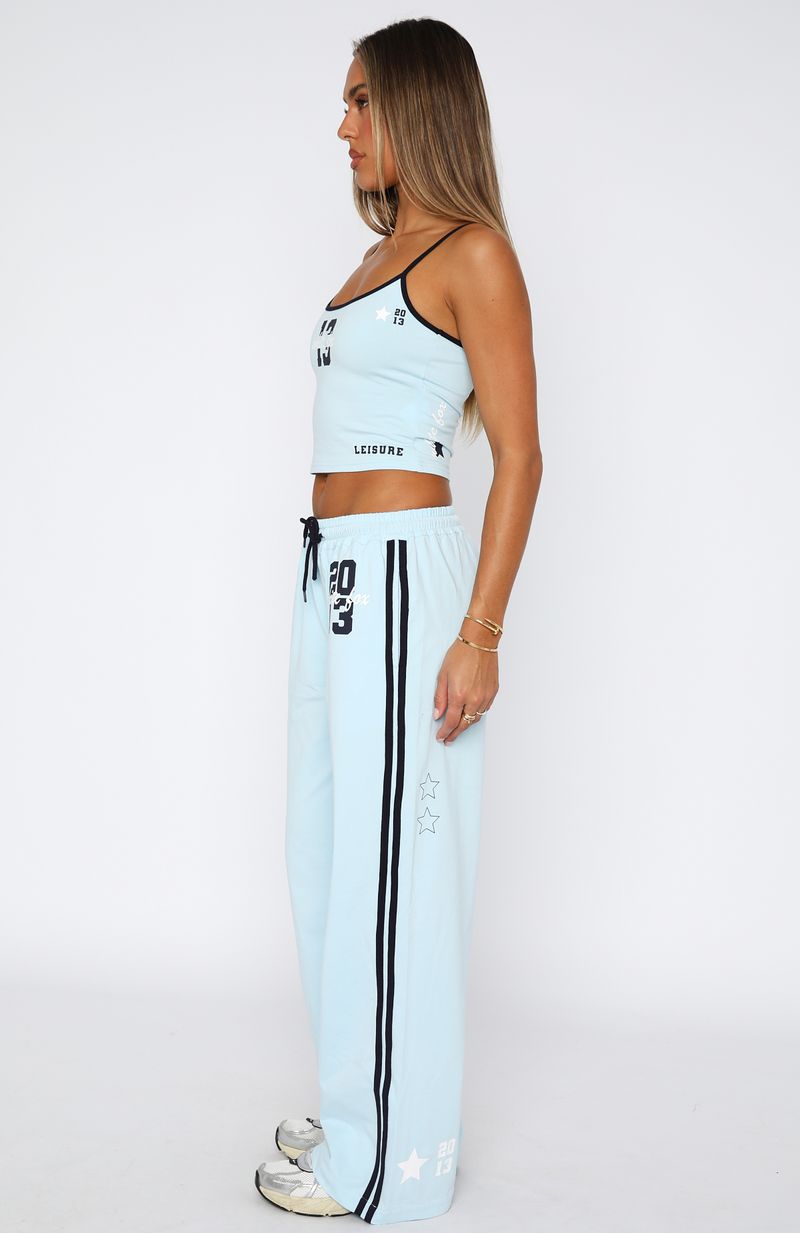 All Star Season Baby Blue Cotton Track Pants with Drawstring