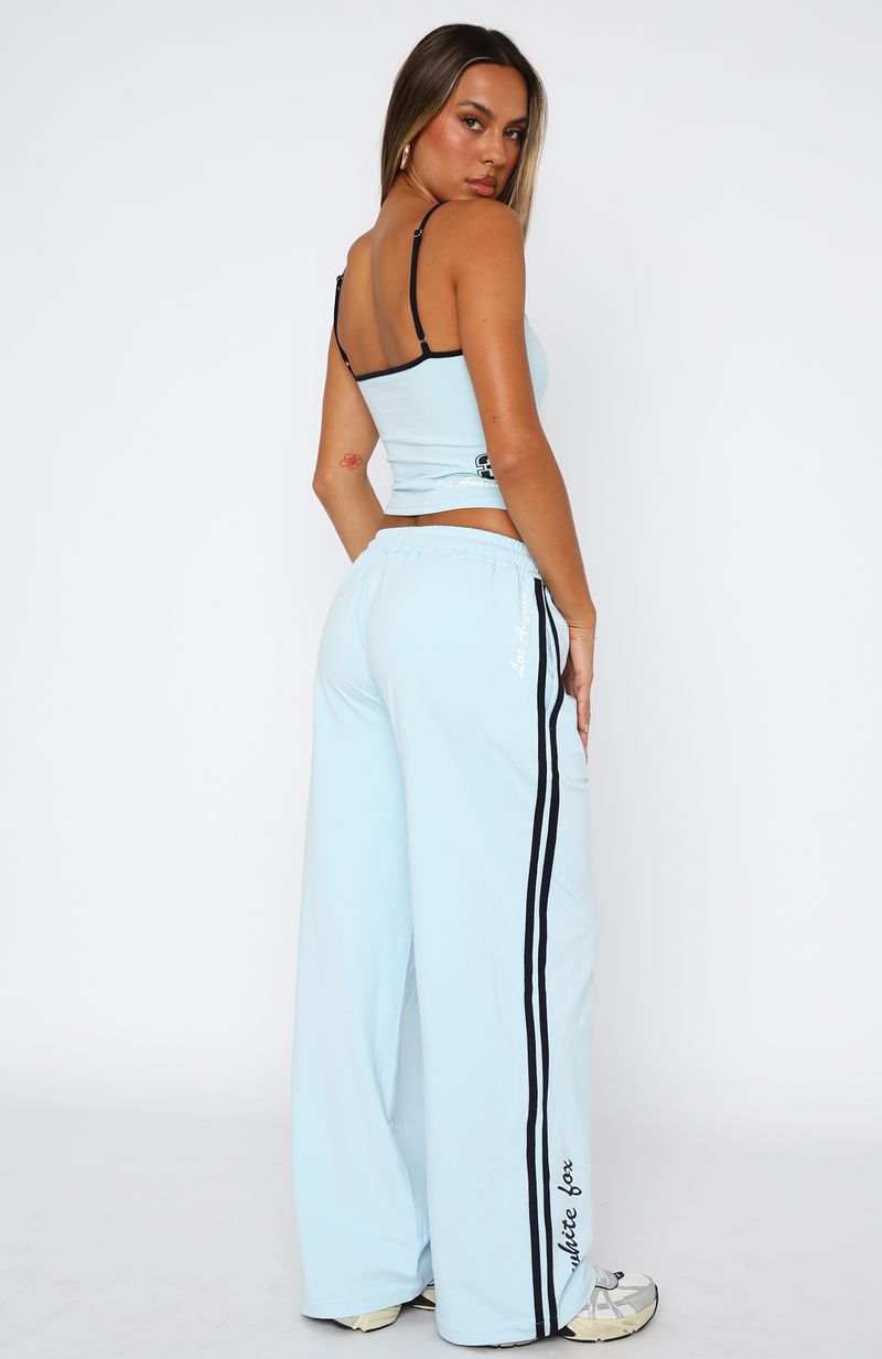 All Star Season Baby Blue Cotton Track Pants with Drawstring