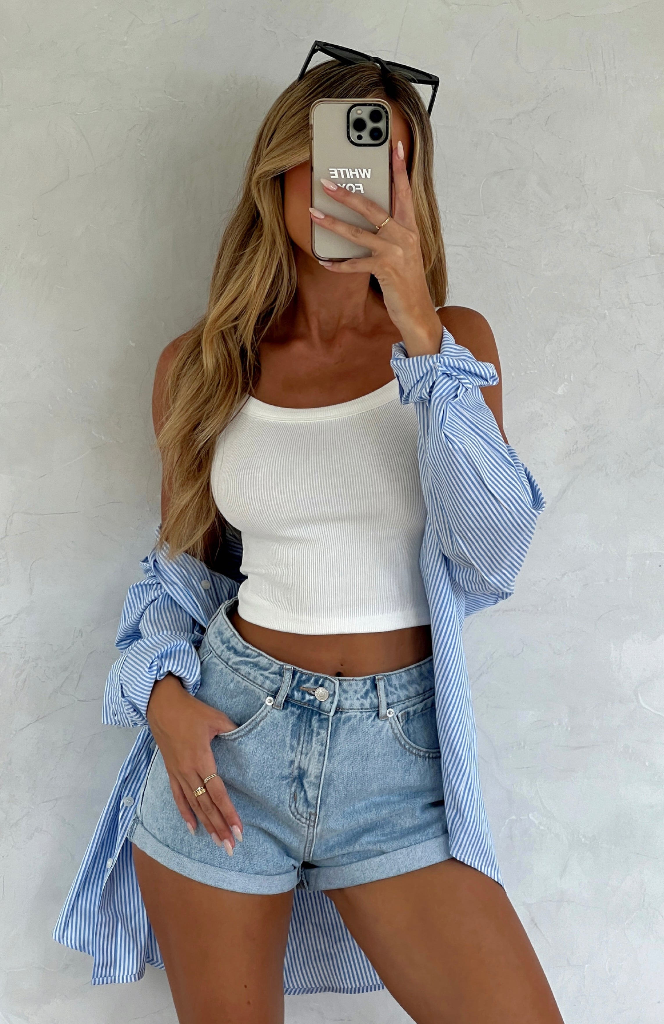 Missin' Something High Waisted Powder Blue Denim Shorts