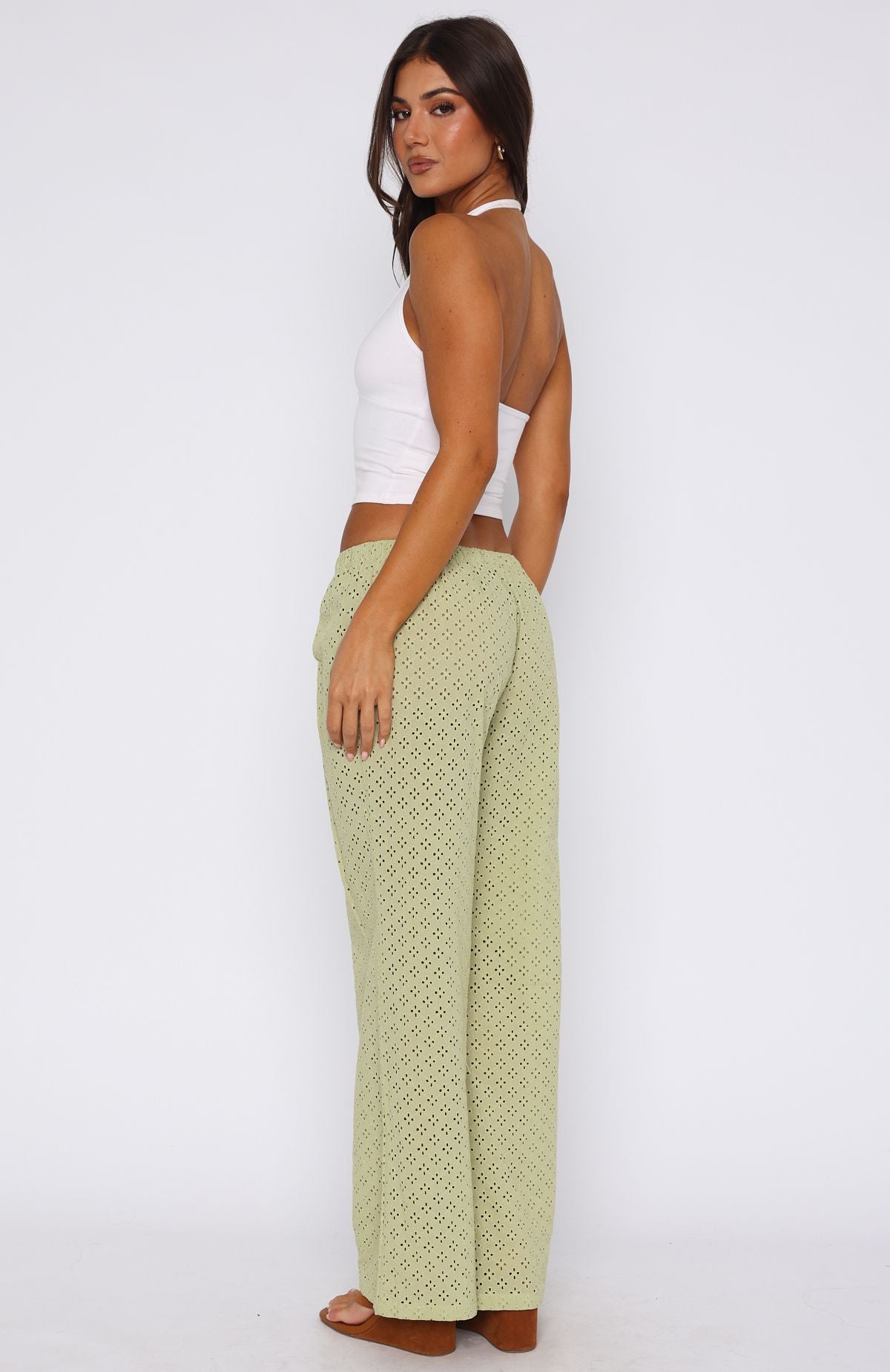 Lost For A While Olive Cotton Beach Pants