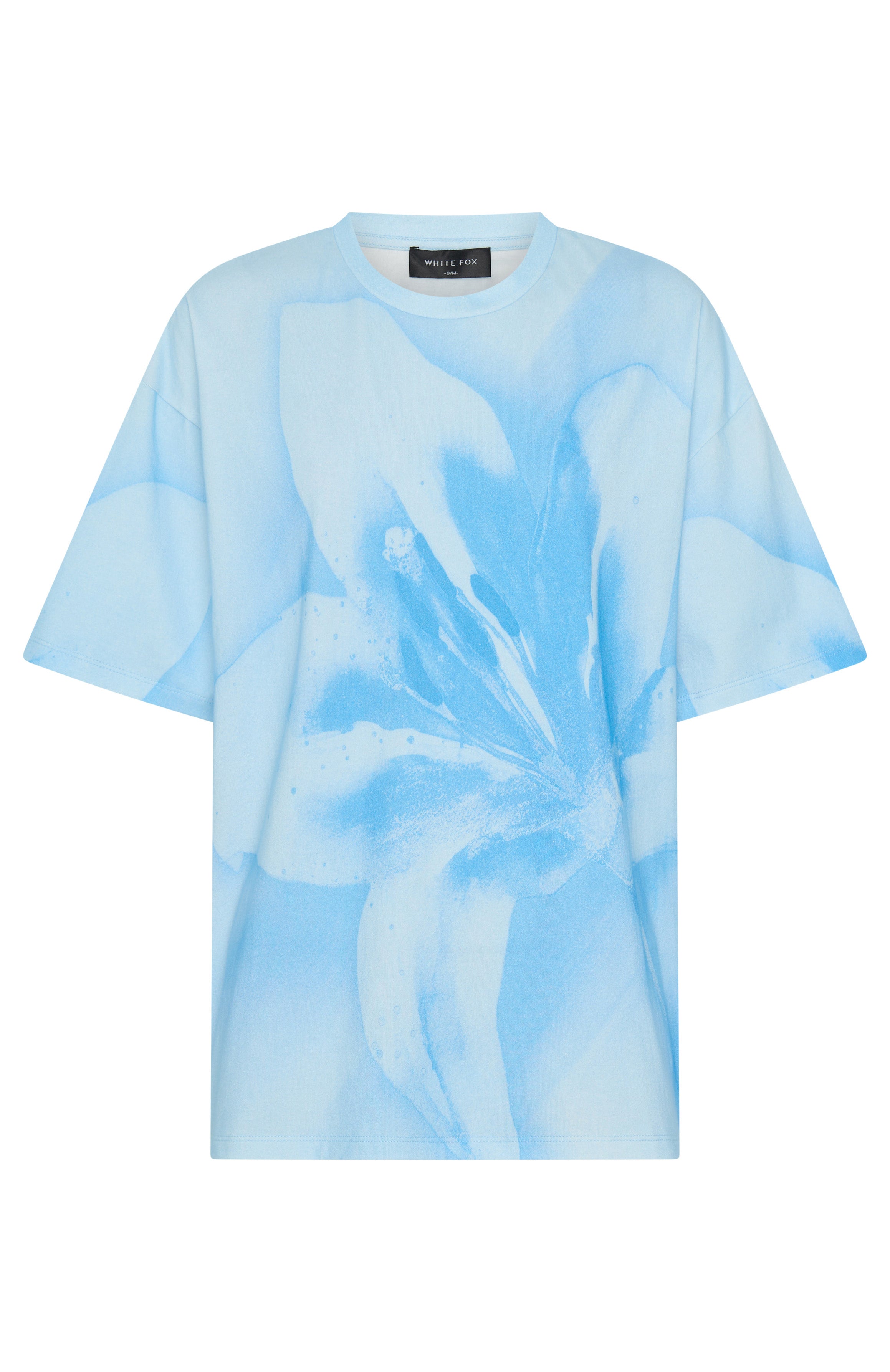 Oversized Cotton T-Shirt for Women - Blue Relaxed Fit Tee