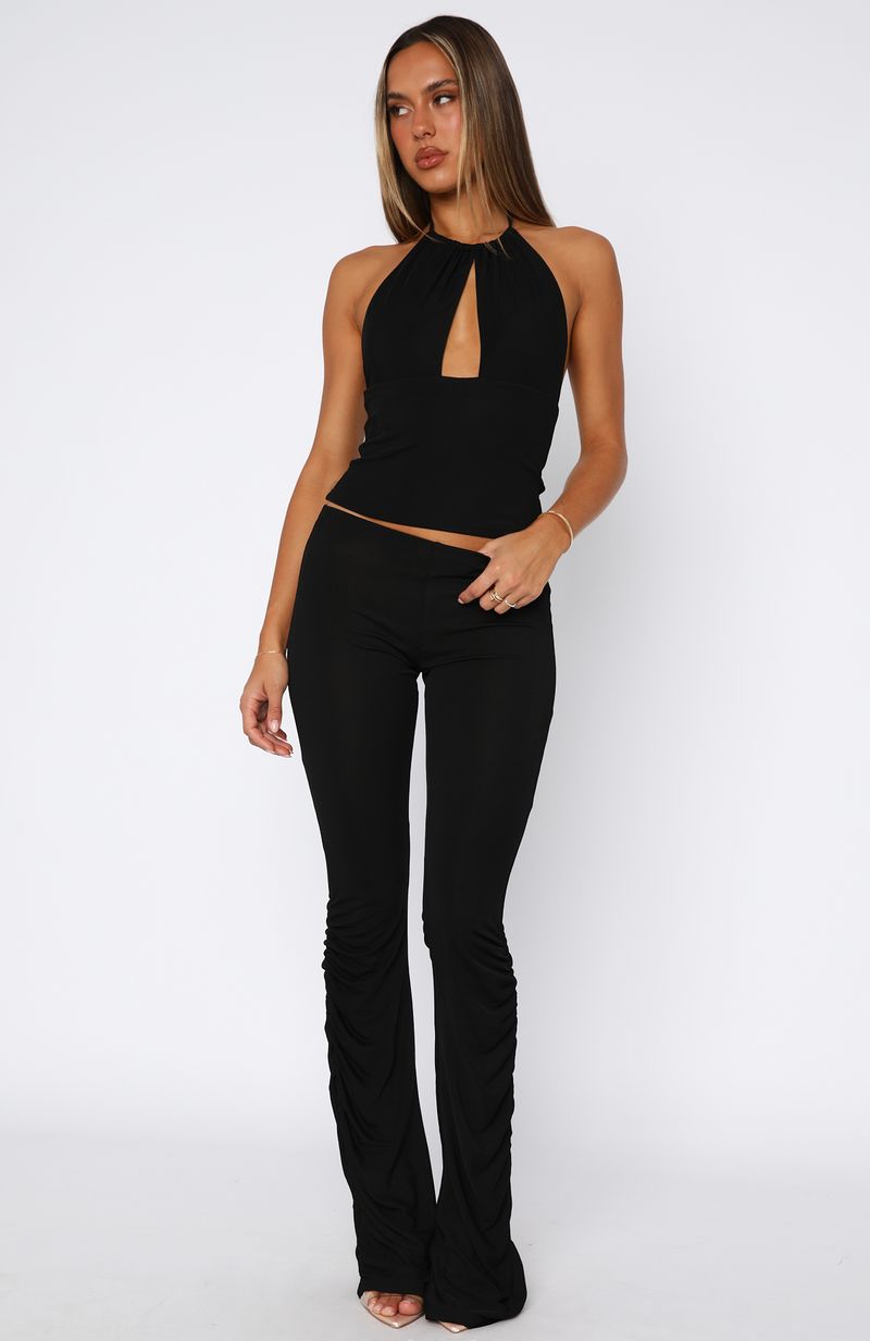 Cosmic Dream Black Stretch Pants with Elastic Waistband
