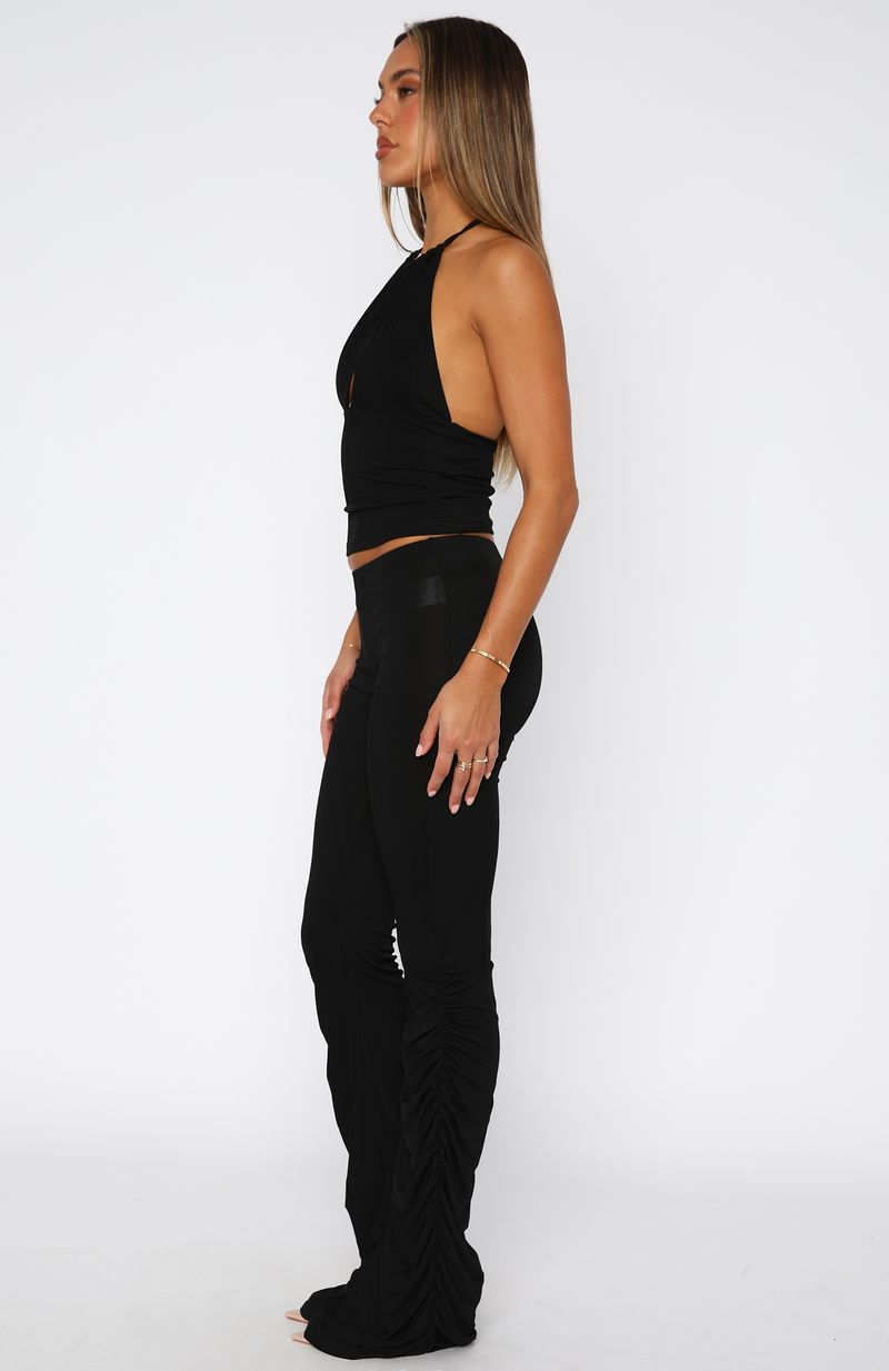 Cosmic Dream Black Stretch Pants with Elastic Waistband
