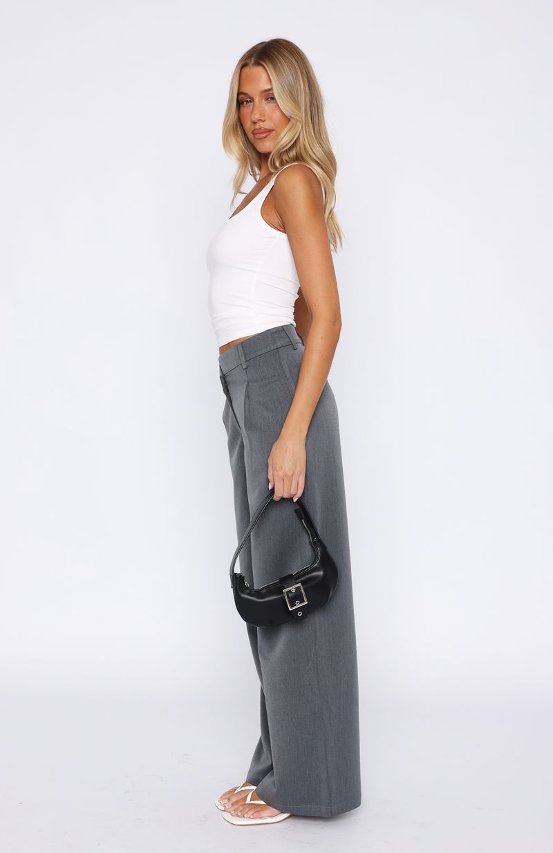 Silver Linings Grey Wide Leg Pants with Waistband