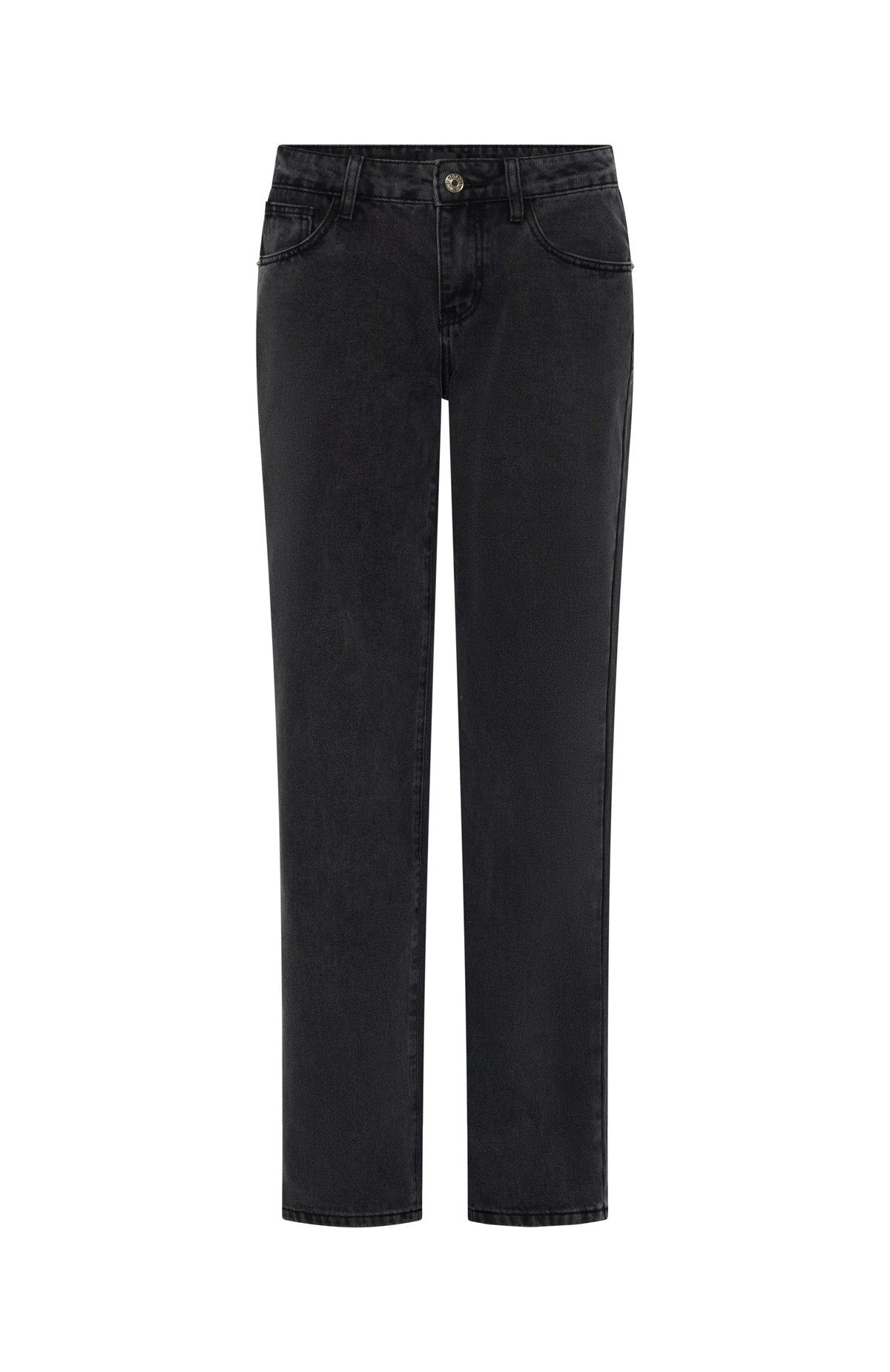 Zara Black Acid Wash Mid Rise Straight Leg Jeans - Cotton Denim