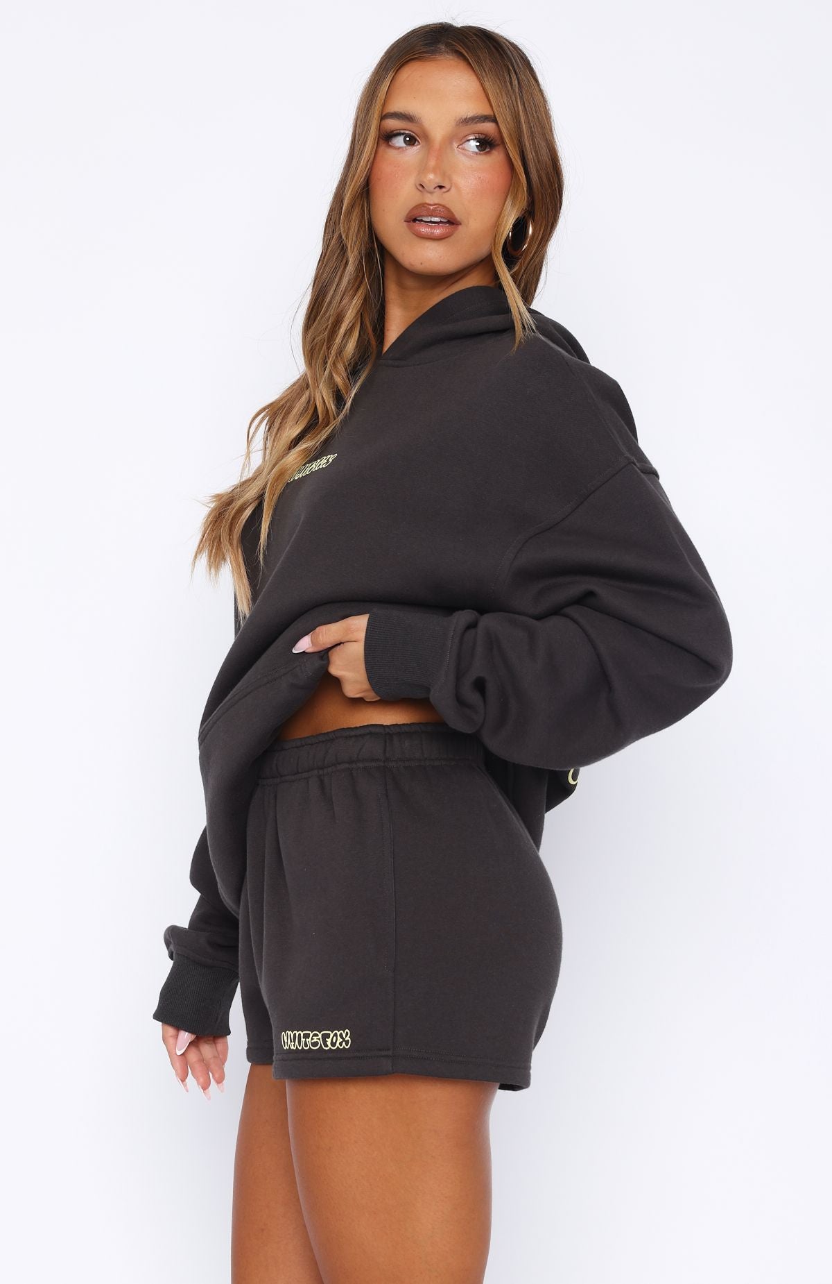 Take A Guess Fleece Lounge Shorts Charcoal - Relaxed Fit with Pockets