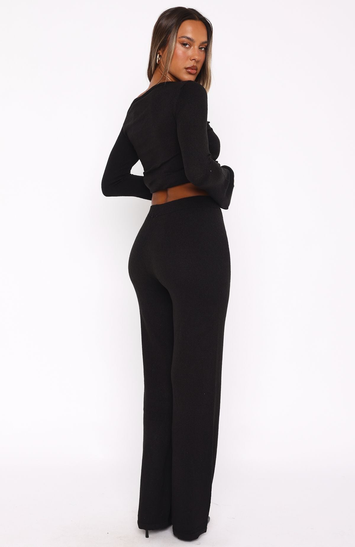 We'll Be Fine Stretch Knit Pants Black - Elastic Waistband