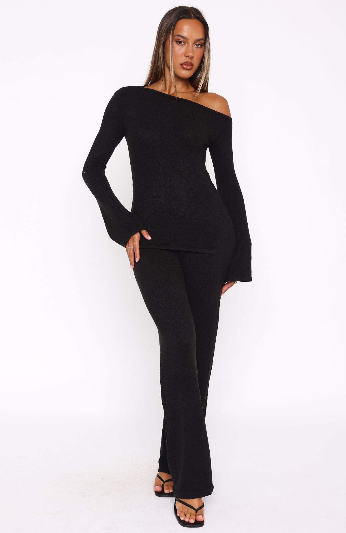 We'll Be Fine Stretch Knit Pants Black - Elastic Waistband