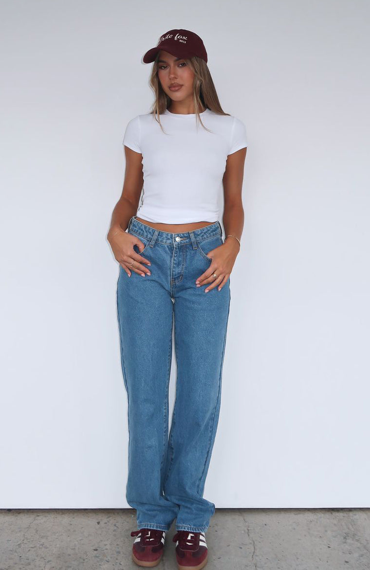 Zara Admiral Blue Straight Leg Jeans – Mid Rise Cotton Denim