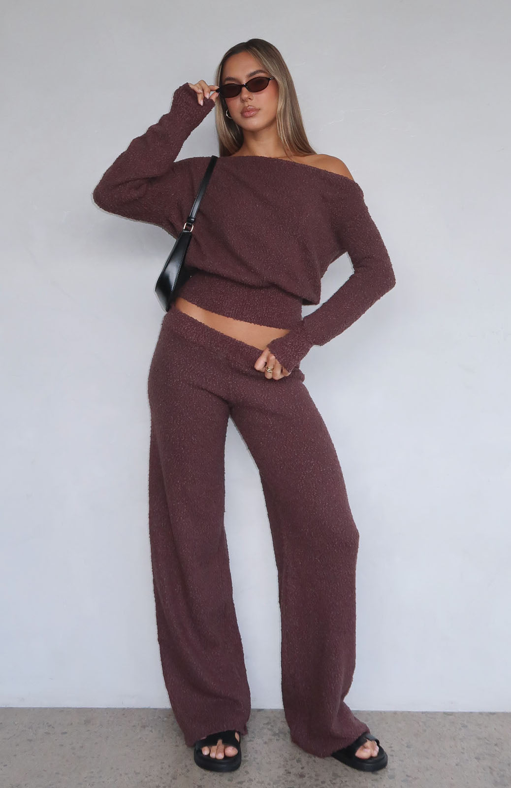 Please Be Mine Chocolate Knit Pants - Cozy Stretch Cotton Blend