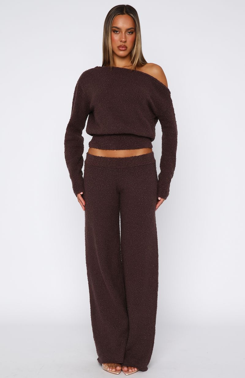 Please Be Mine Chocolate Knit Pants - Cozy Stretch Cotton Blend