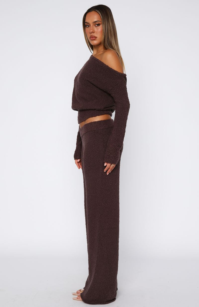 Please Be Mine Chocolate Knit Pants - Cozy Stretch Cotton Blend