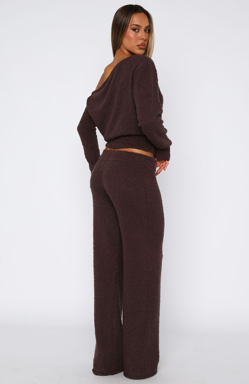 Please Be Mine Chocolate Knit Pants - Cozy Stretch Cotton Blend