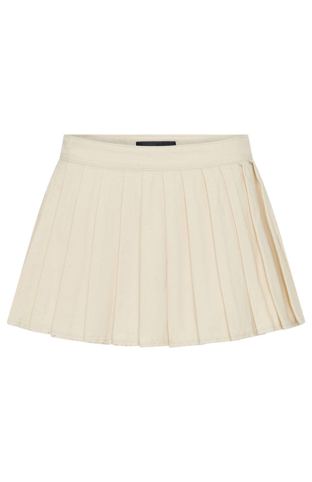 Ayla Cream Denim Mini Skort with Pleated Detail
