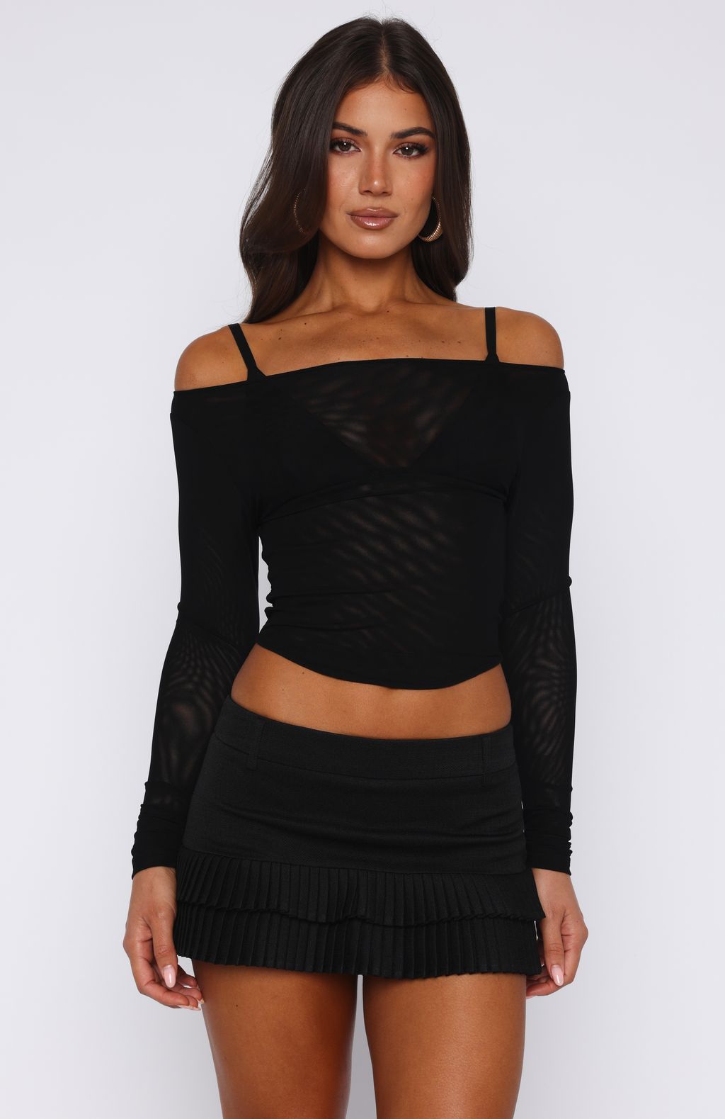 Black Pleated Mini Skort with Built-in Shorts & Belt Loops