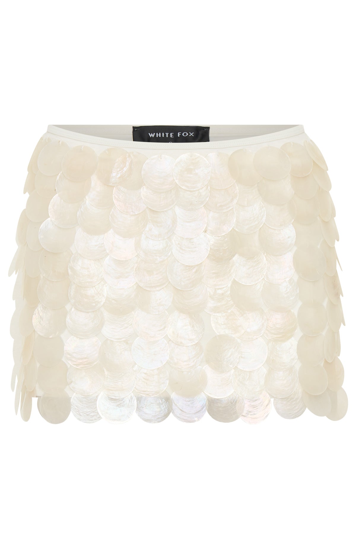 Forgiven White Shell Mini Skirt with Stretch Fabric
