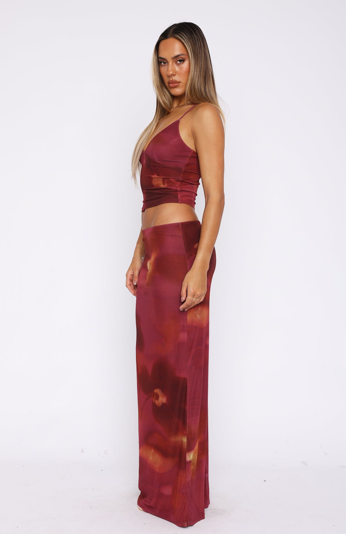 Dark Romance Sunset Girl Maxi Skirt - Lined Stretch Fabric
