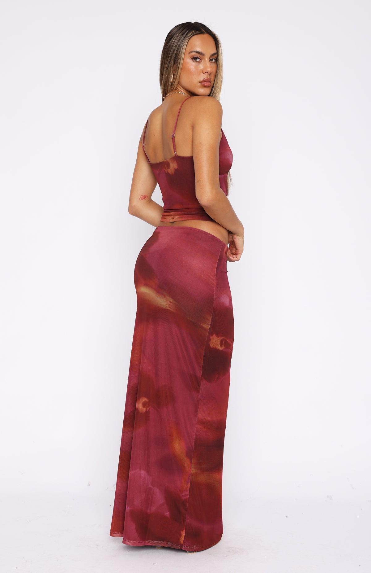 Dark Romance Sunset Girl Maxi Skirt - Lined Stretch Fabric