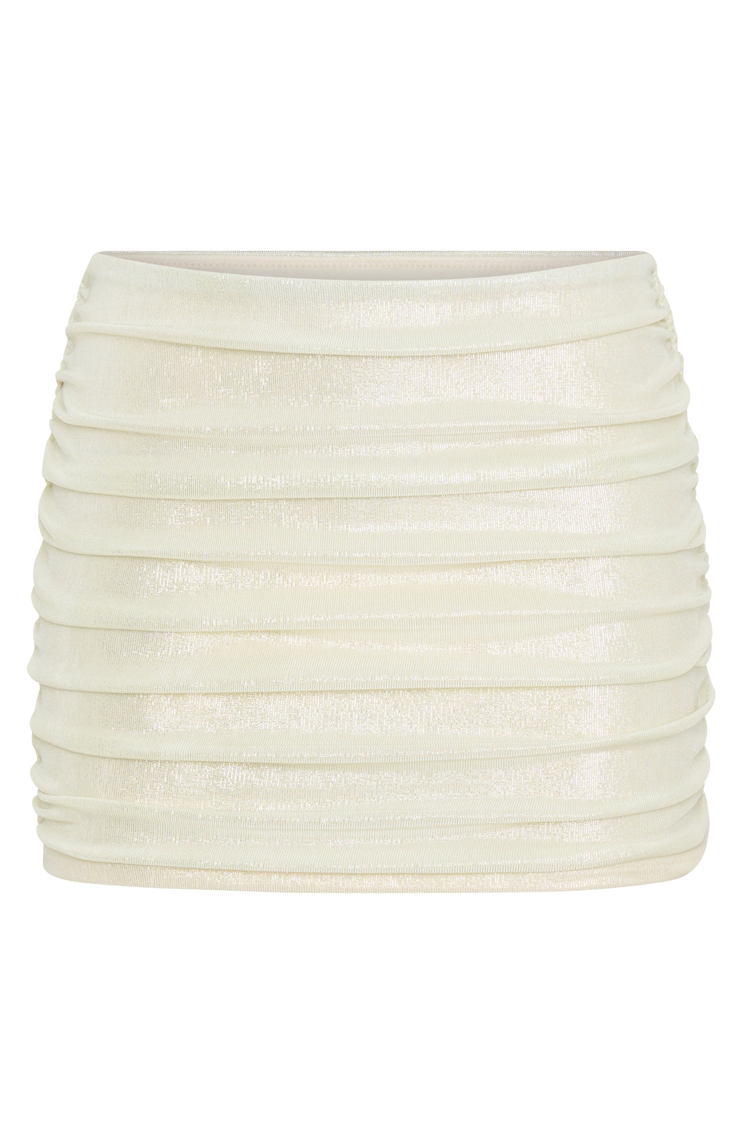 Valencia Vibes Pearl Ruching Mini Skirt - Stretchy Lined