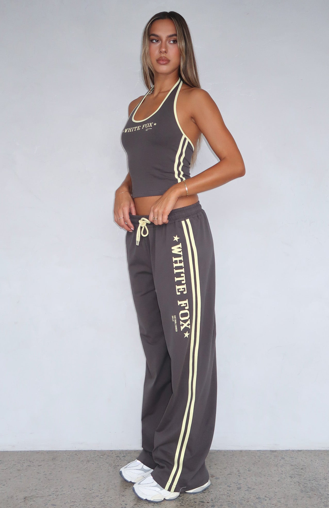 Star Of The Night Charcoal Track Pants with Yellow Accents
