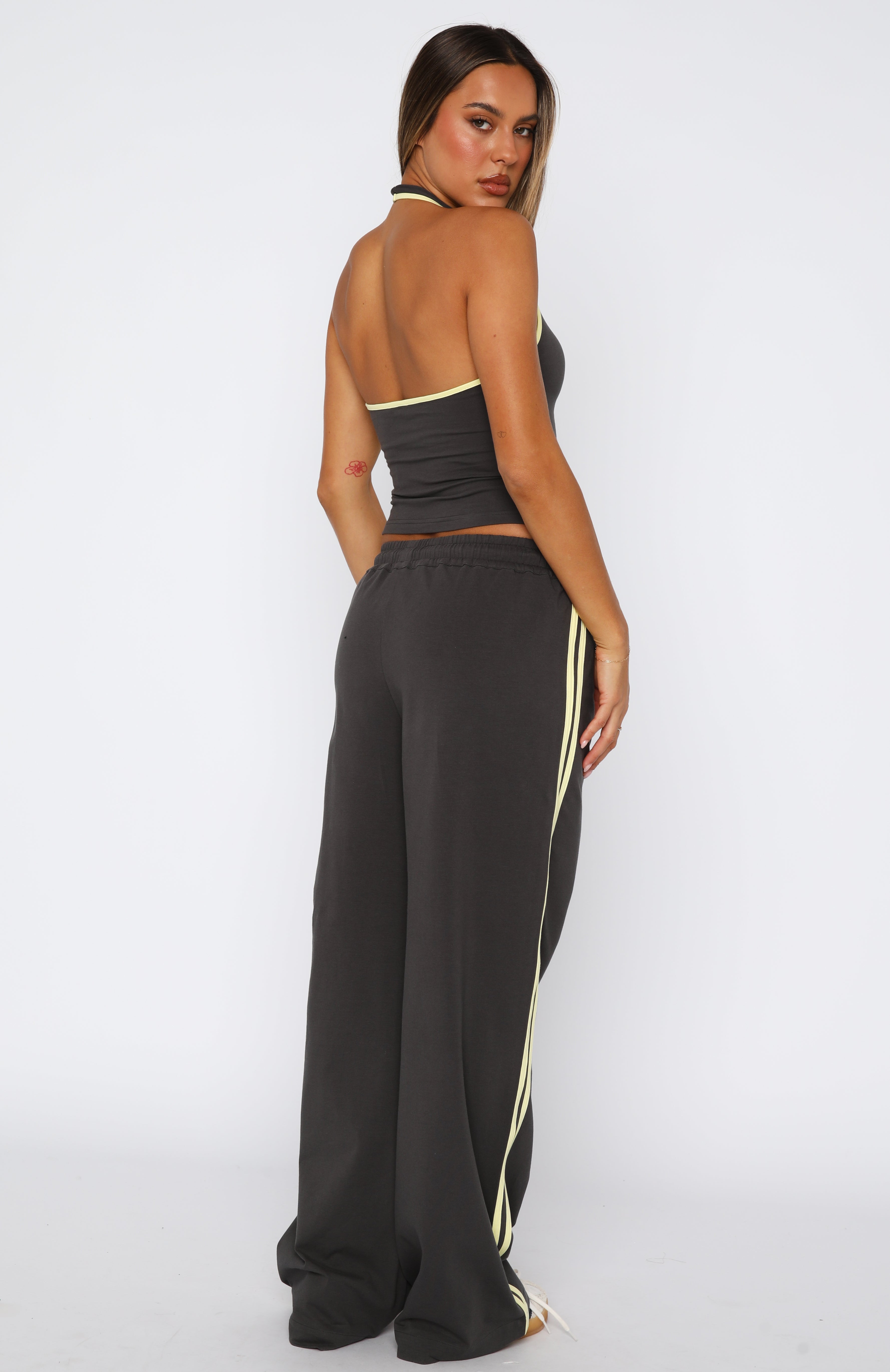 Star Of The Night Charcoal Track Pants with Yellow Accents