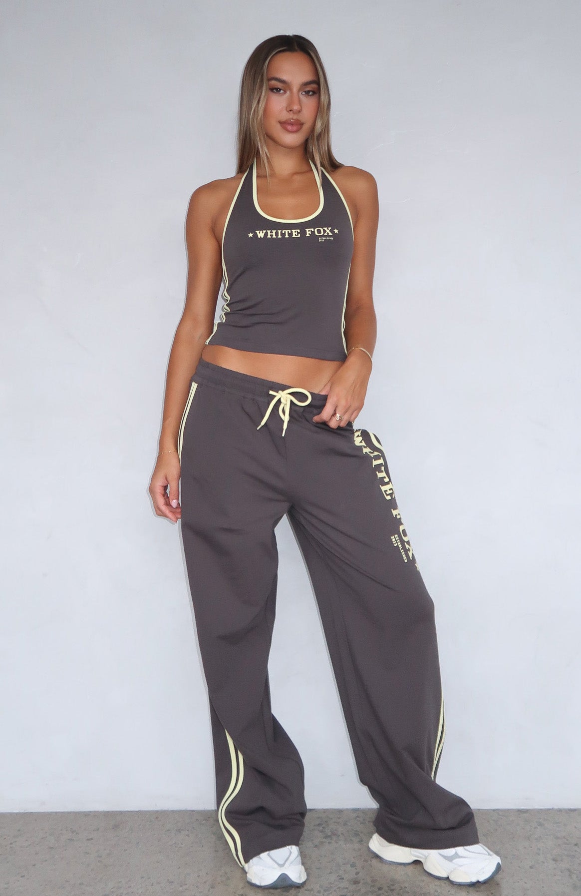 Star Of The Night Charcoal Track Pants with Yellow Accents