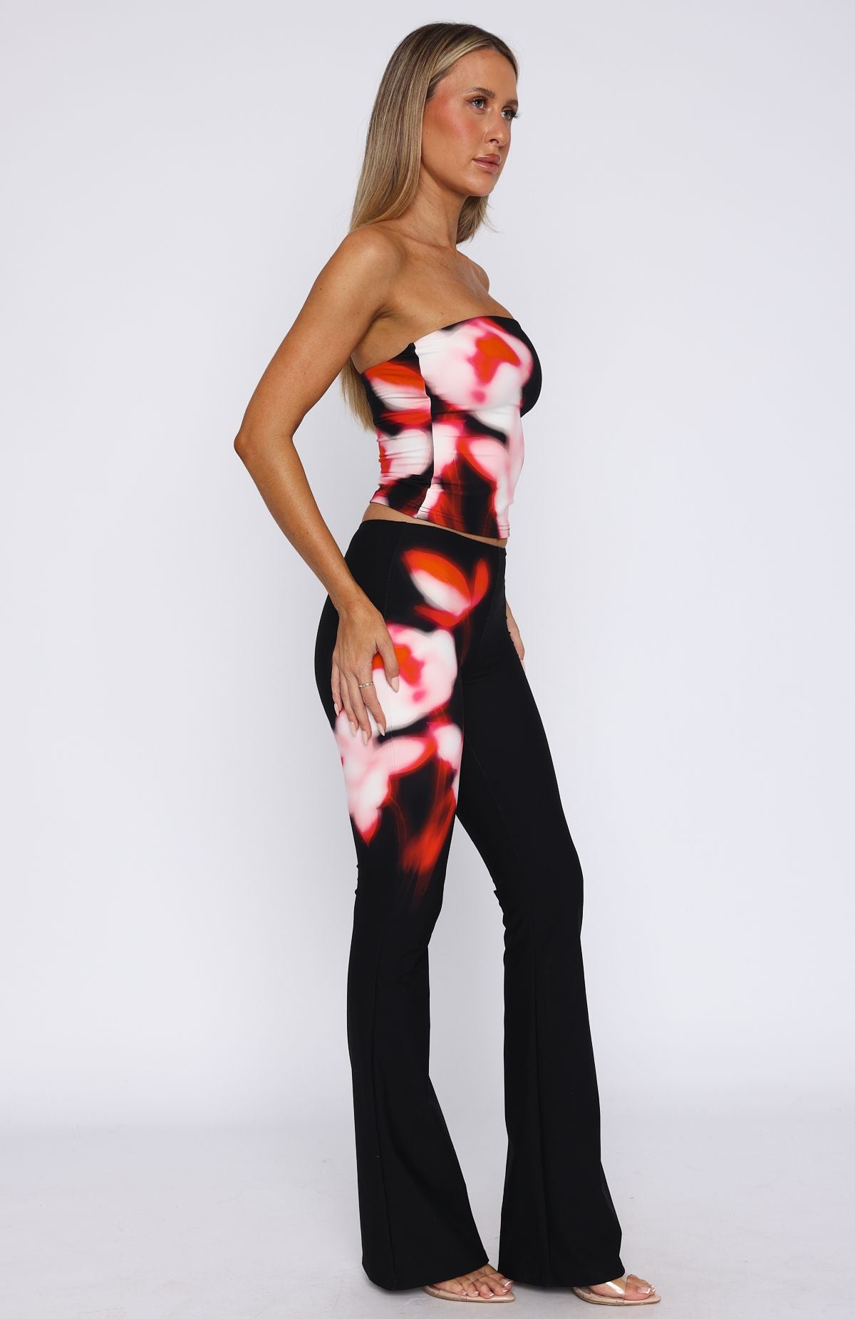 Dance To My Rhythm Flare Pants - Onyx Burst Floral Design