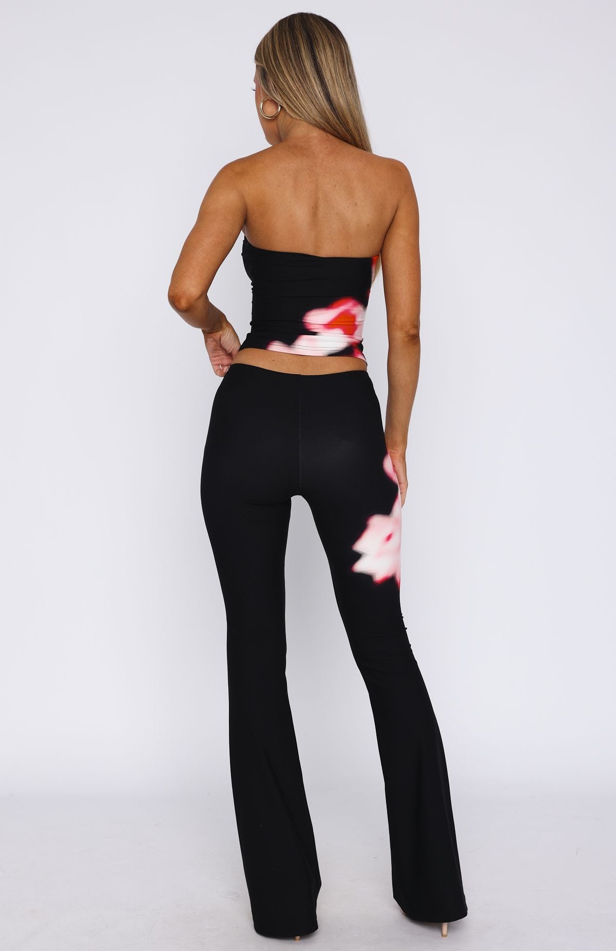 Dance To My Rhythm Flare Pants - Onyx Burst Floral Design