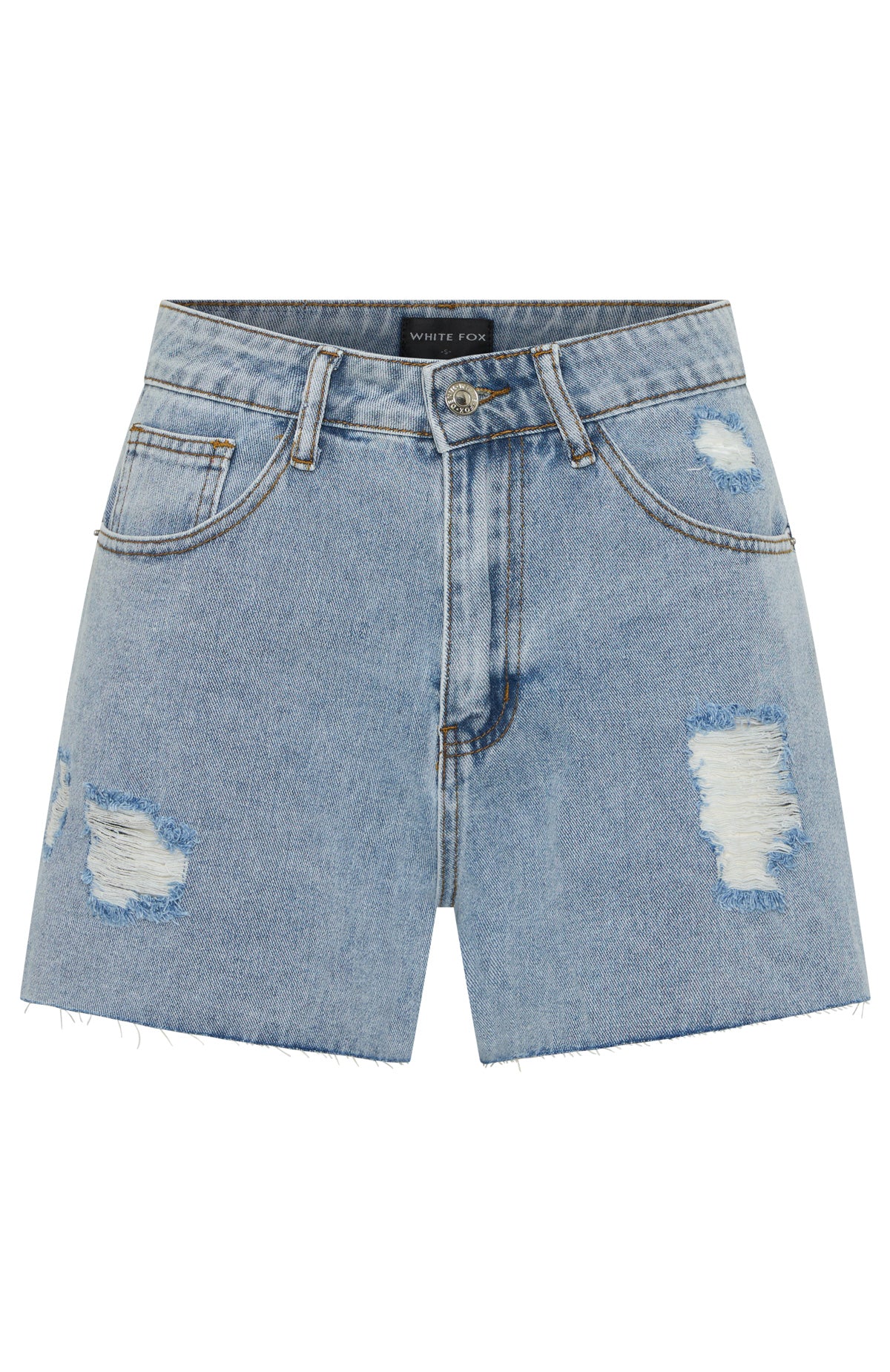 Vera Light Blue Denim Shorts with Ripped Detailing