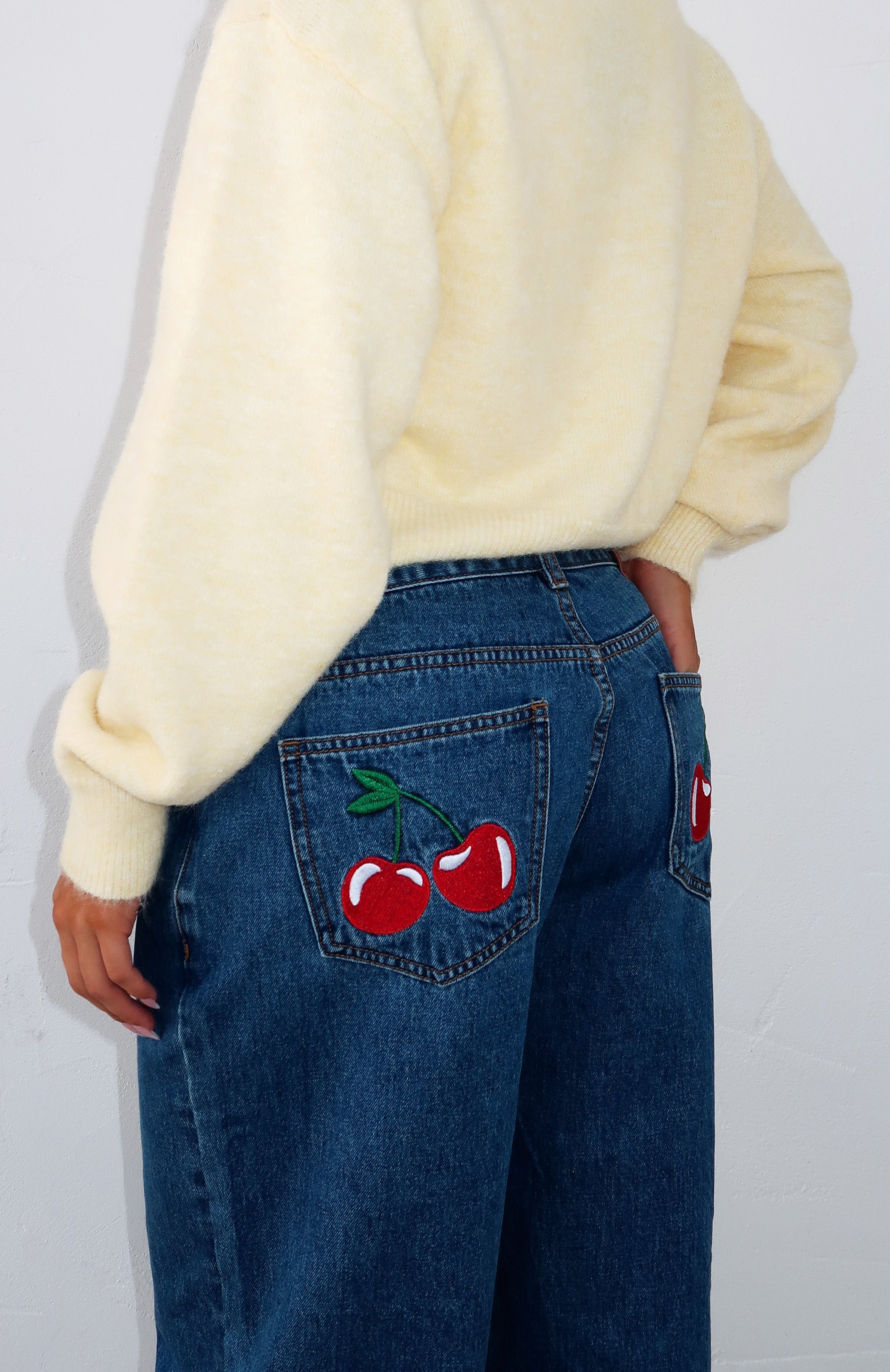 Brianna Admiral Blue Low Rise Wide Leg Jeans for Women