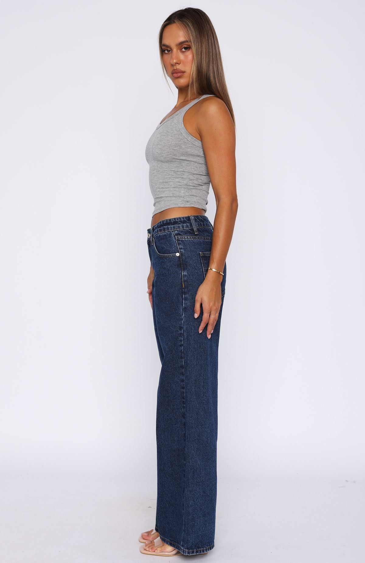 Dark Blue Low Rise Straight Leg Chelsea Jeans | 100% Cotton