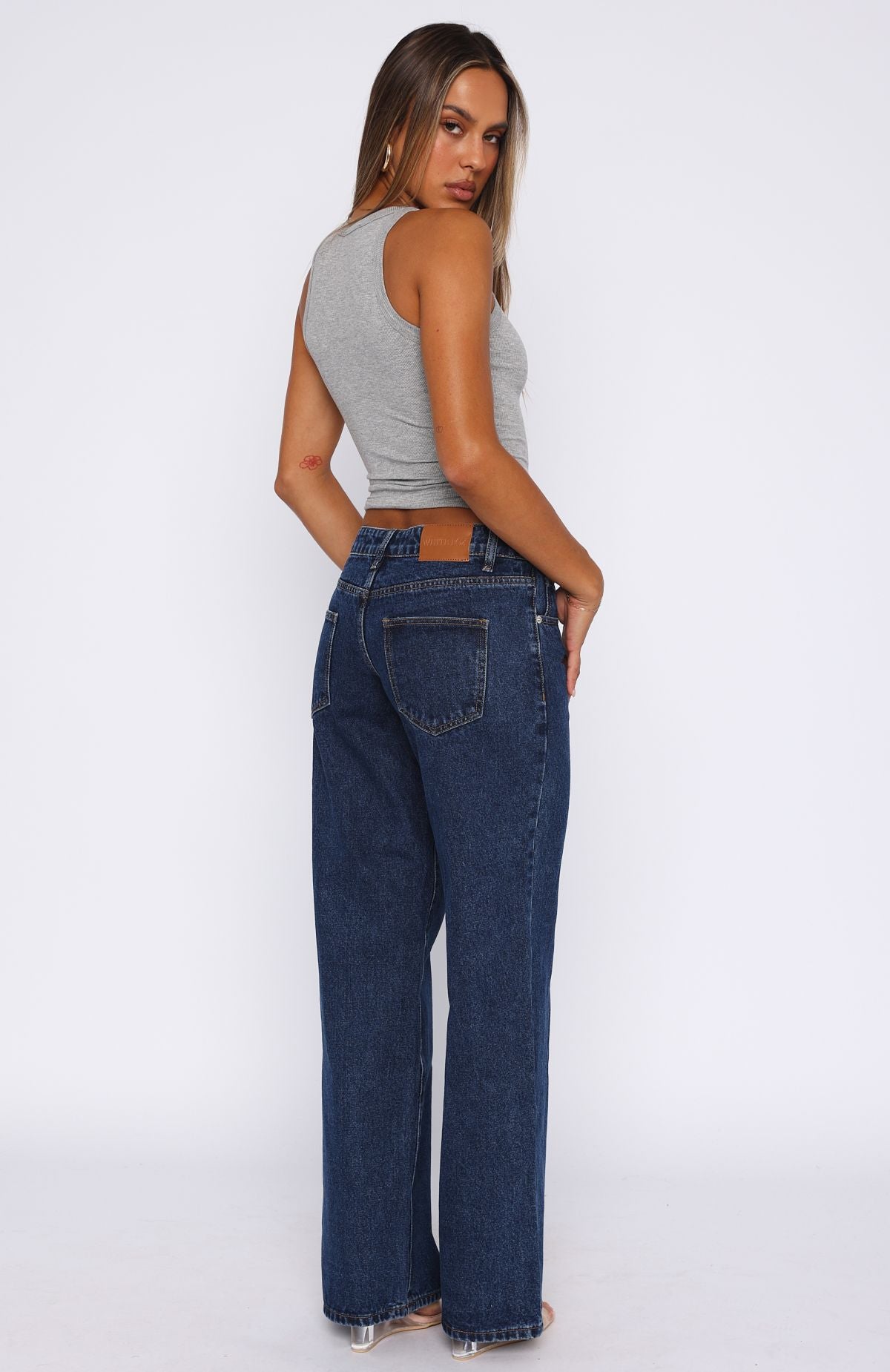 Dark Blue Low Rise Straight Leg Chelsea Jeans | 100% Cotton