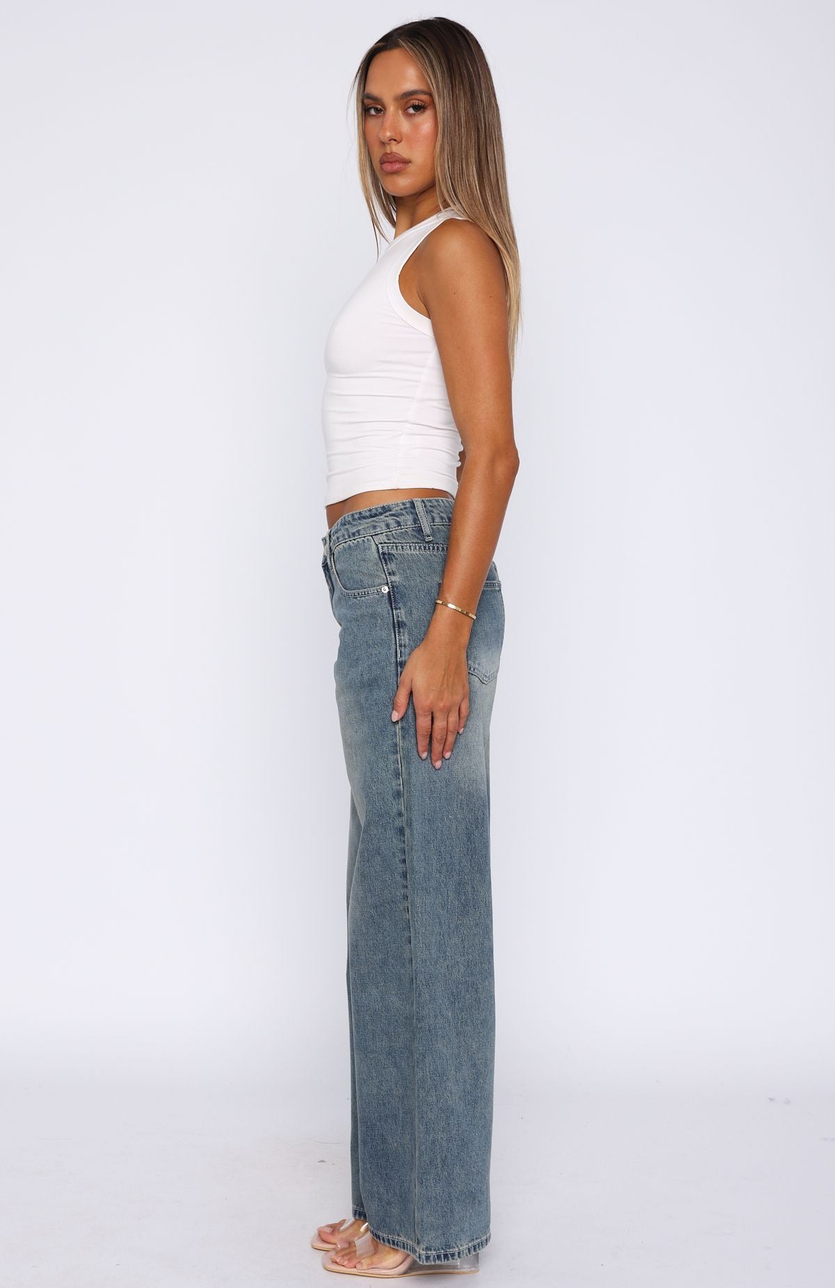 Chelsea Low Rise Straight Leg Jeans in Brown & Blue Acid Wash