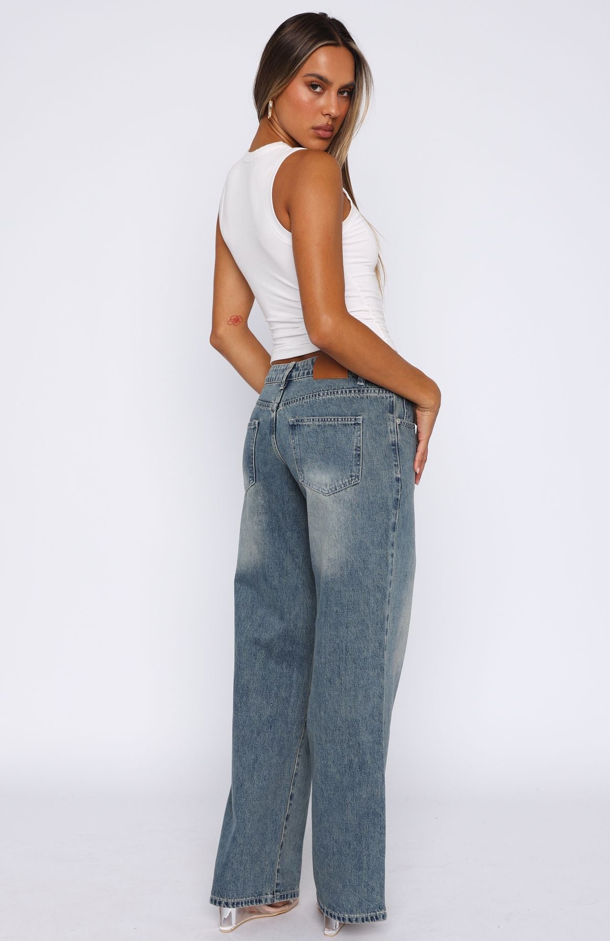 Chelsea Low Rise Straight Leg Jeans in Brown & Blue Acid Wash