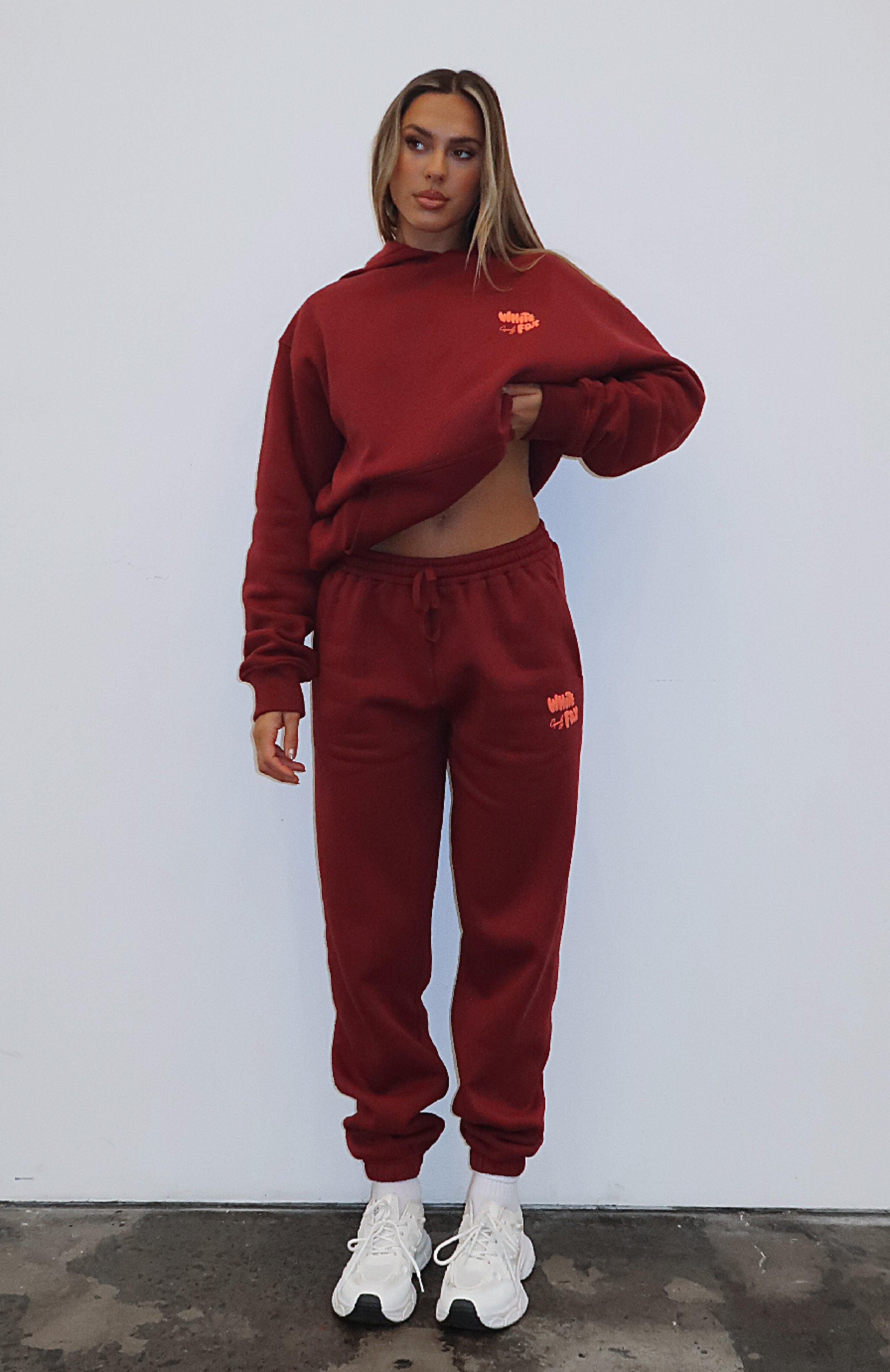 Capsule 9 Burgundy Fleece Sweatpants with Side Pockets