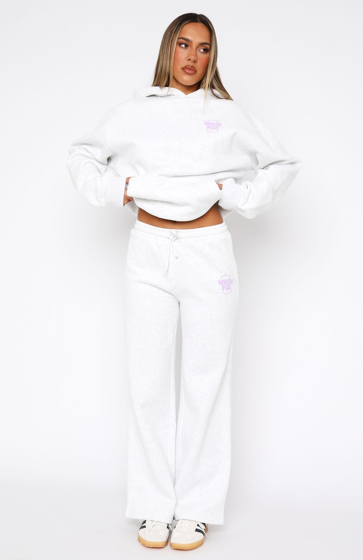 With Love For You Grey Marle Wide Leg Sweatpants