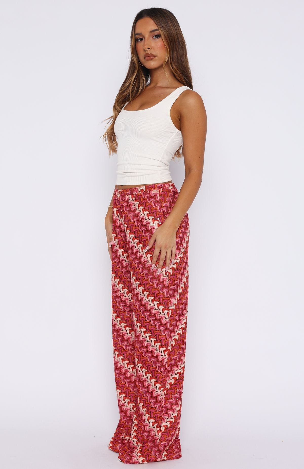 Berry Long Desire Pants - Wide Leg Beach Pants with Elastic Waistband