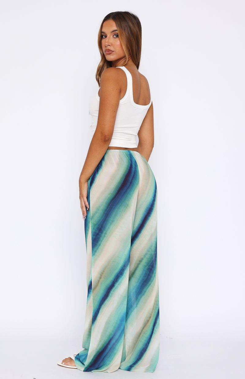 Seafoam Green Wide Leg Pants with Drawstring Waist