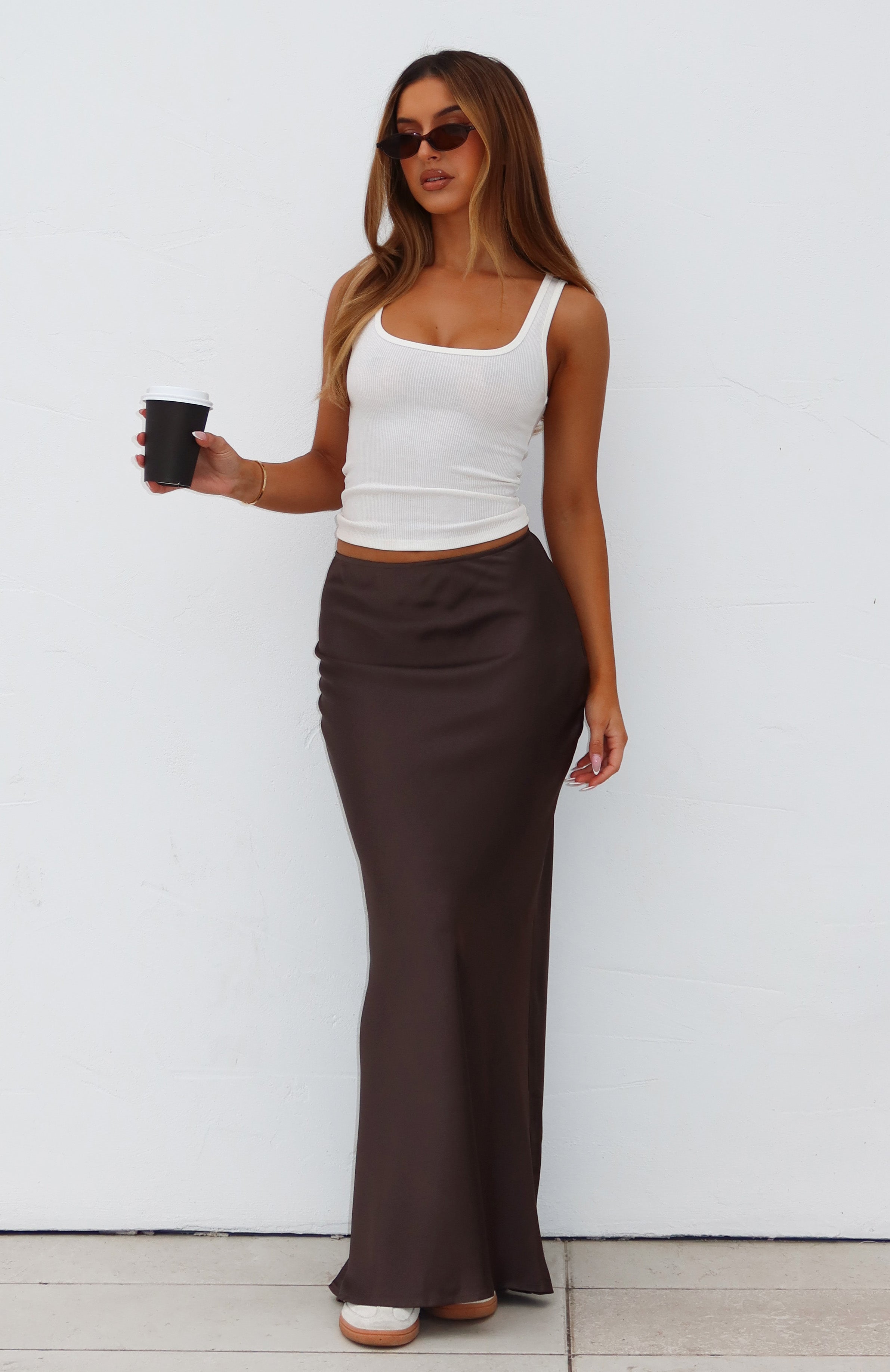 Charcoal Elastic Waist Maxi Skirt - Keep Coming Back