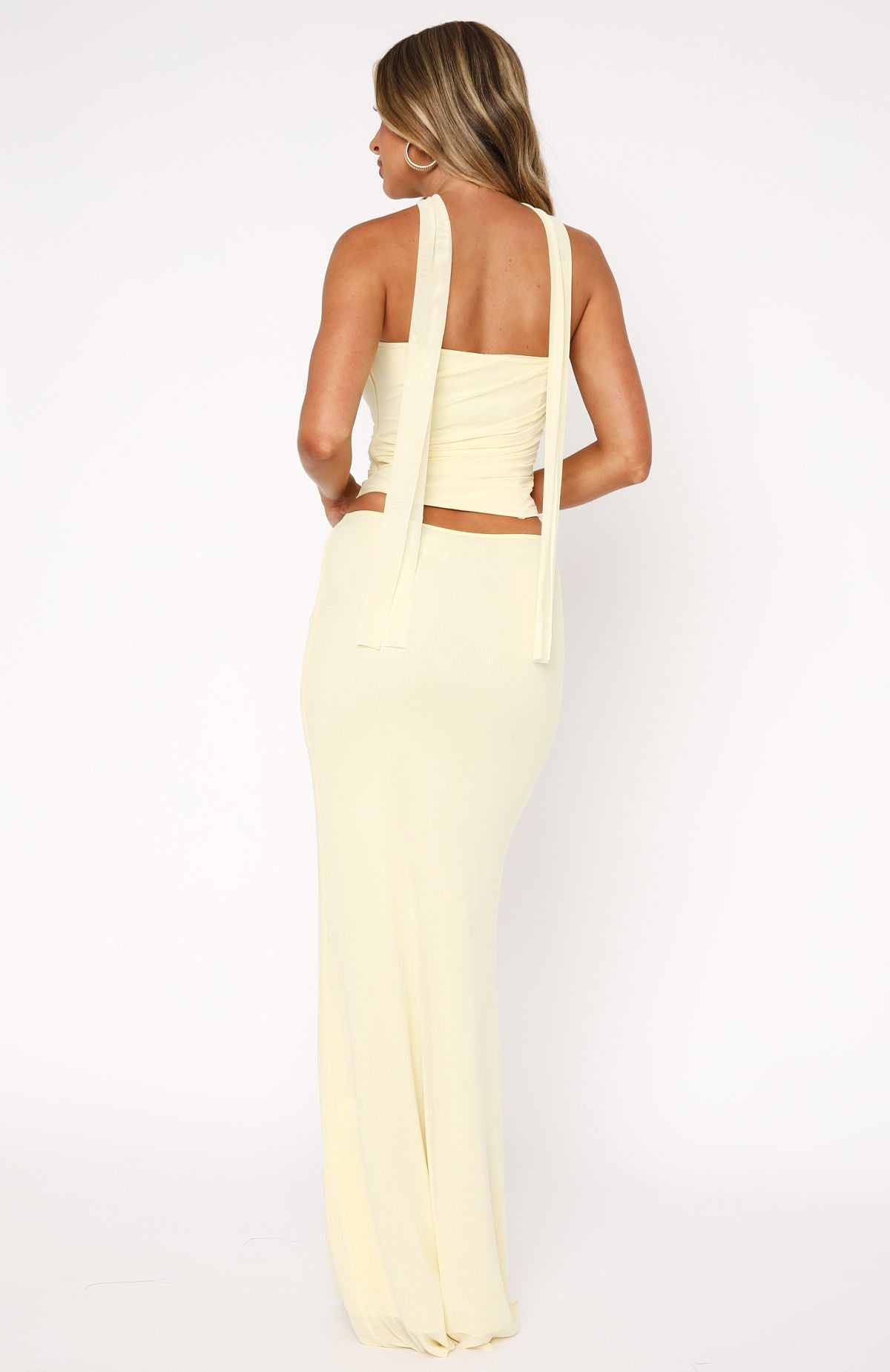 Lemon Print Maxi Skirt - High Stretch Mesh & Lined