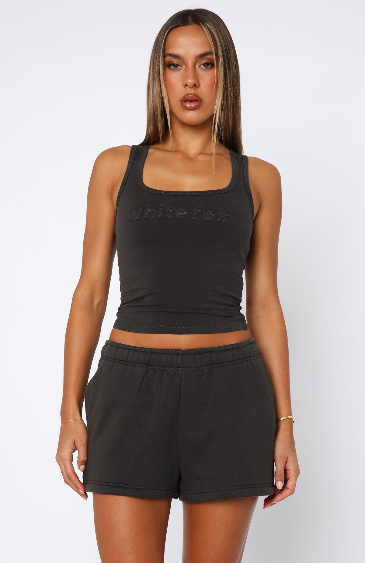 From The Archives Lexi Lounge Shorts - Charcoal Cotton Blend Loungewear