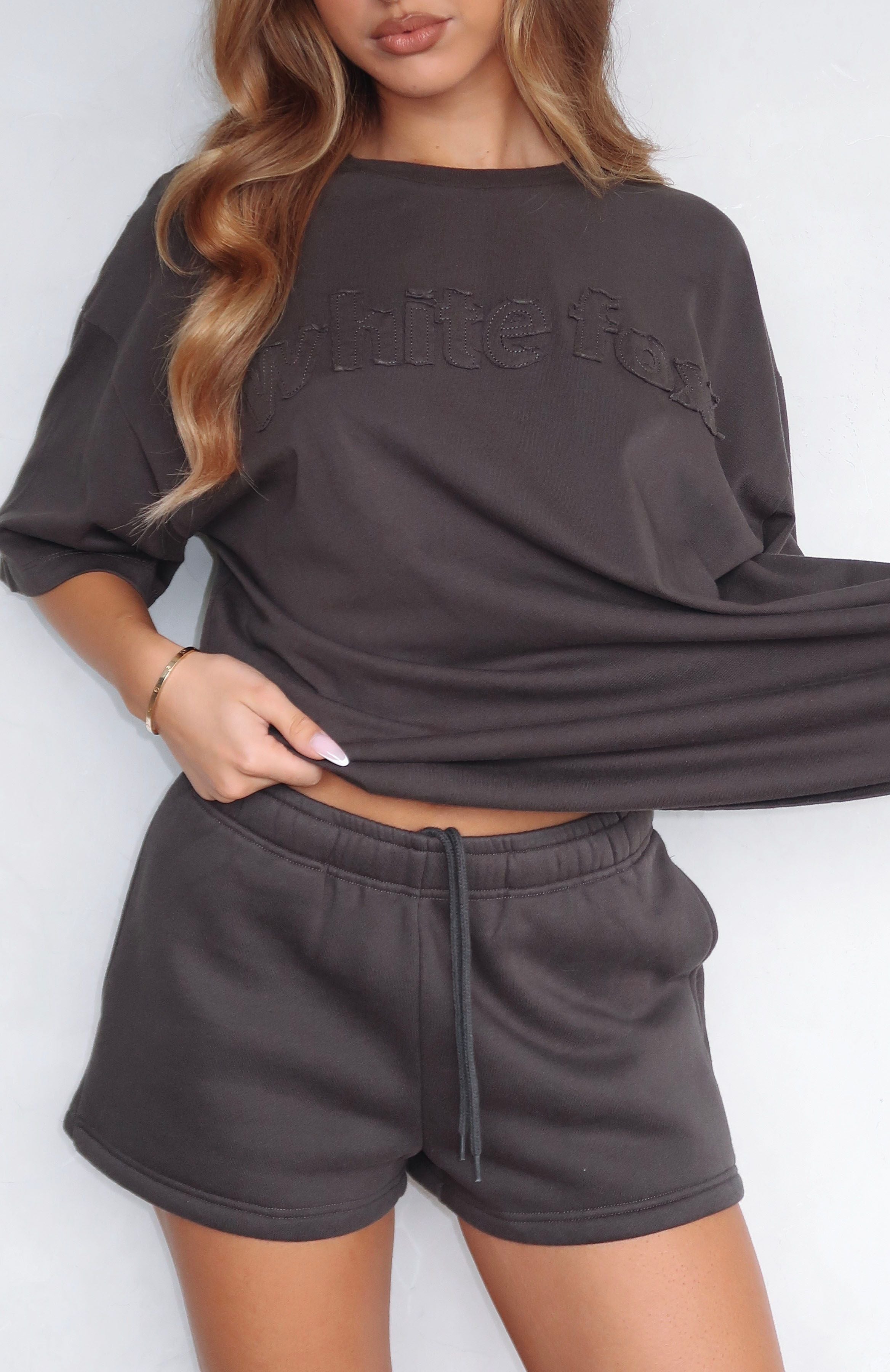 From The Archives Lexi Lounge Shorts - Charcoal Cotton Blend Loungewear