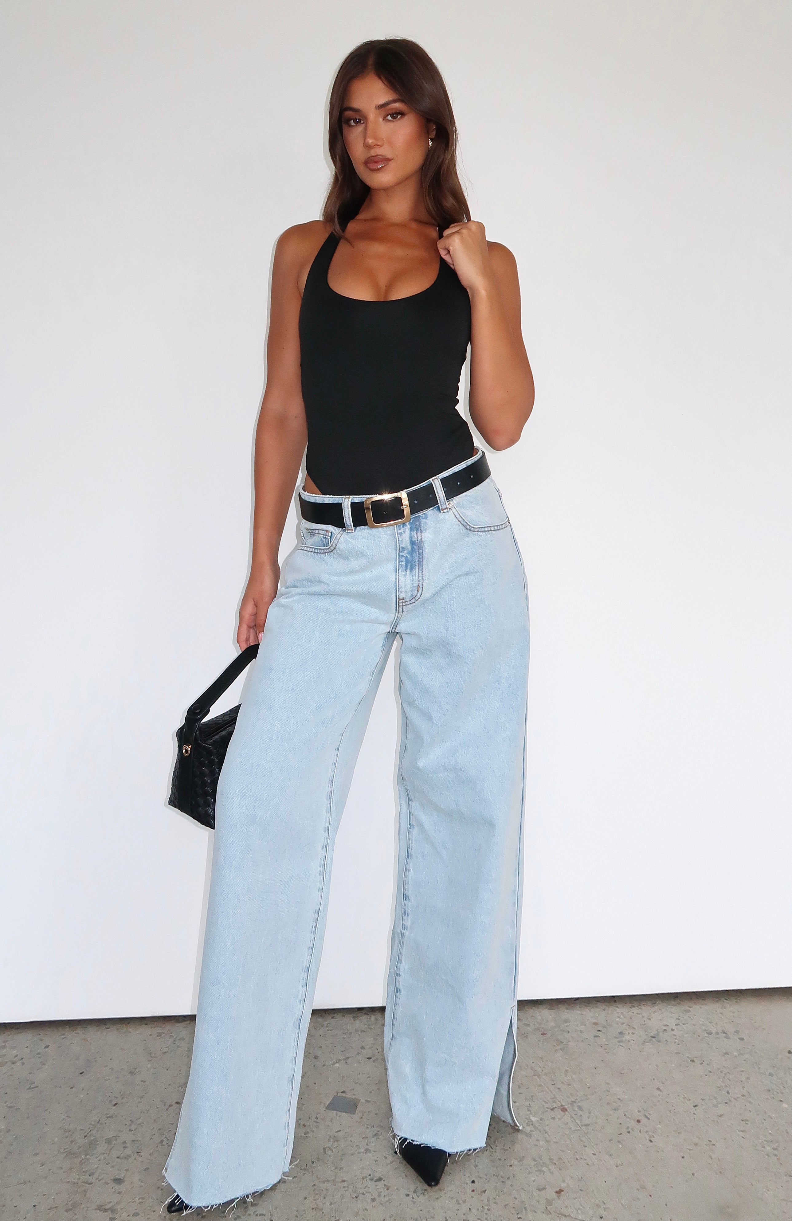 Glacier Blue Wide Leg Jeans - Mid Rise Summer Denim