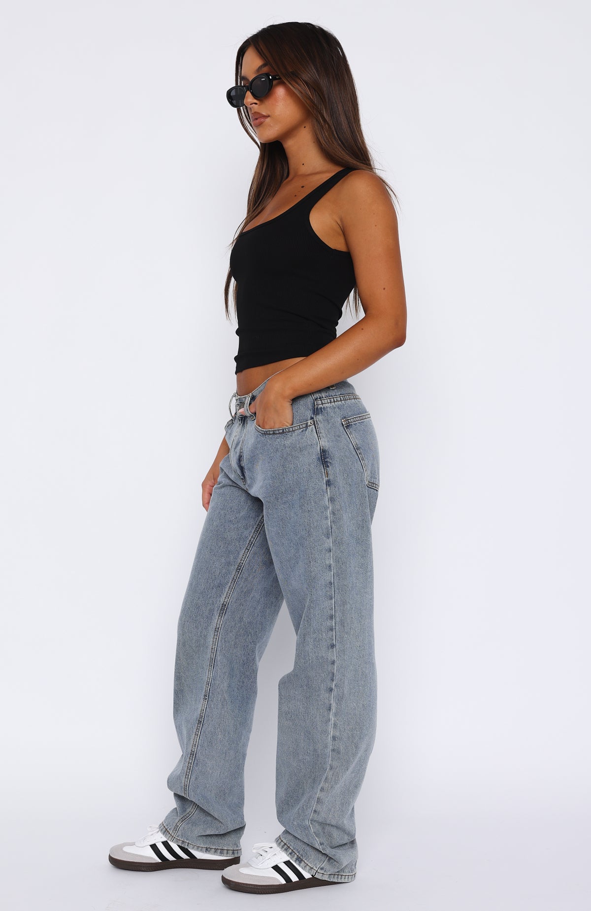 Fashion Society Blue Wash Mid Rise Straight Leg Jeans - 100% Cotton