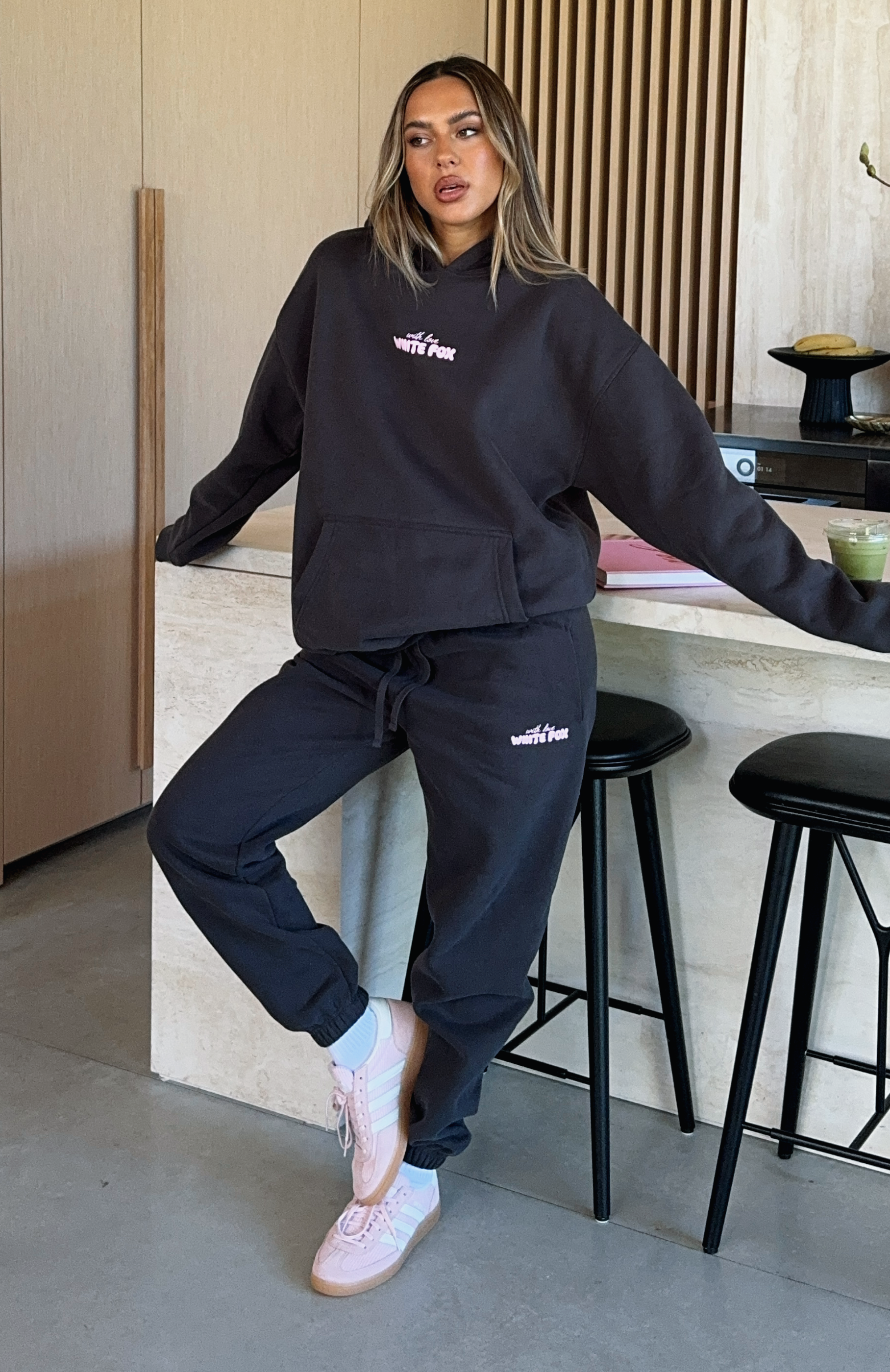 With Love In The Moment Fleece Sweatpants - Charcoal Grey