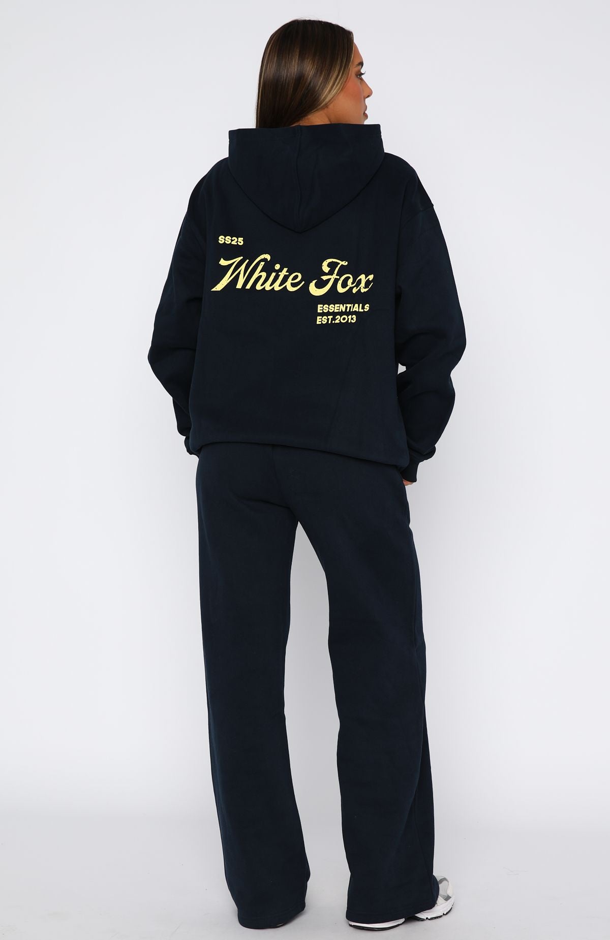 White Fox The Good Life Fleece-Lined Wide Leg Sweatpants - Navy
